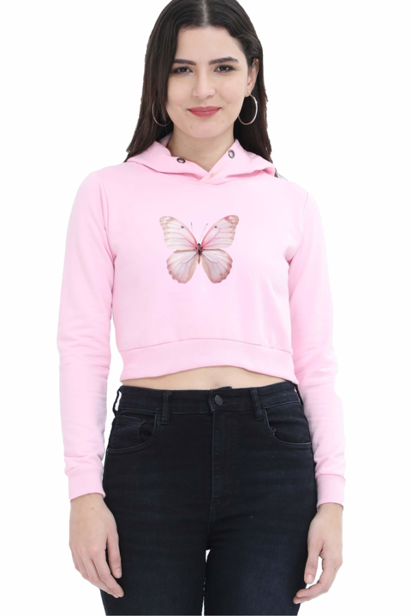 Female Crop Hoodies Light Baby pink and